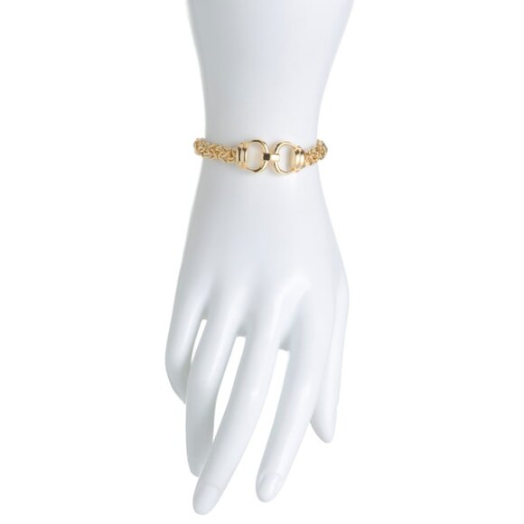 MILOR SILVER  Italy Gold Plated Sterling Silver Byzantine Chain Bracelet - Picture 2 of 2